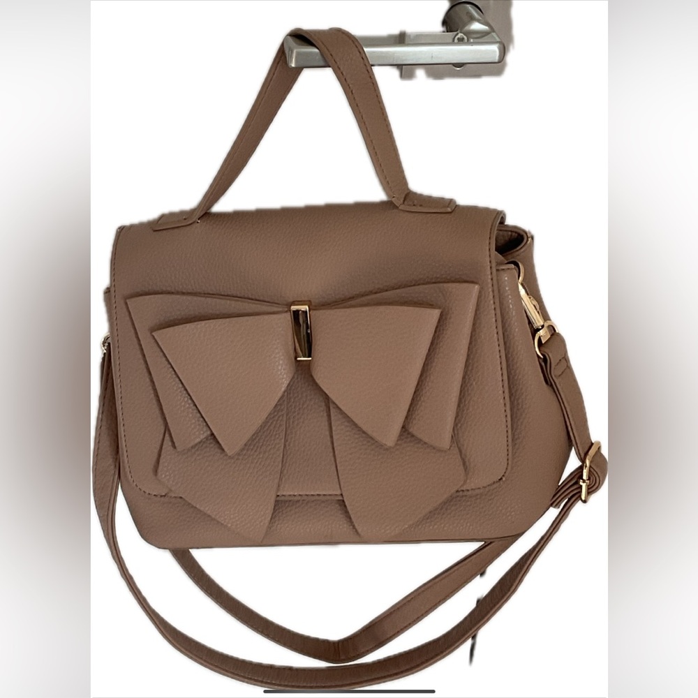 Dream Control Cute  BrownHandbag with double Bow Accent.
